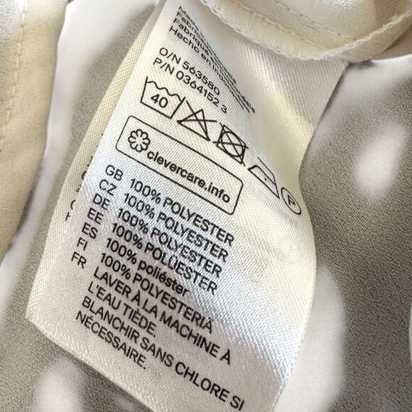 H&M Semi Sheer White Chiffon Popover Top 3/4 Sleeve Size 4 Black Trim Minimalist - Picture 4 of 8